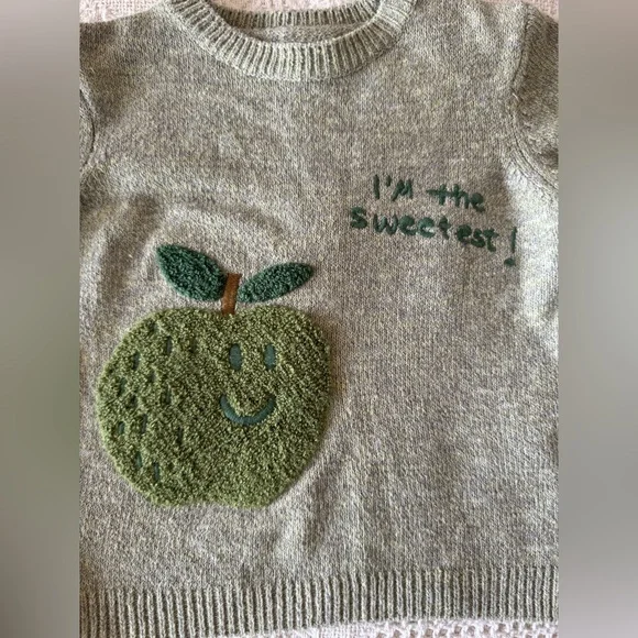 Zara I’m The Sweetest Apple Knit Sweater 6/9 mths - Picture 2 of 5